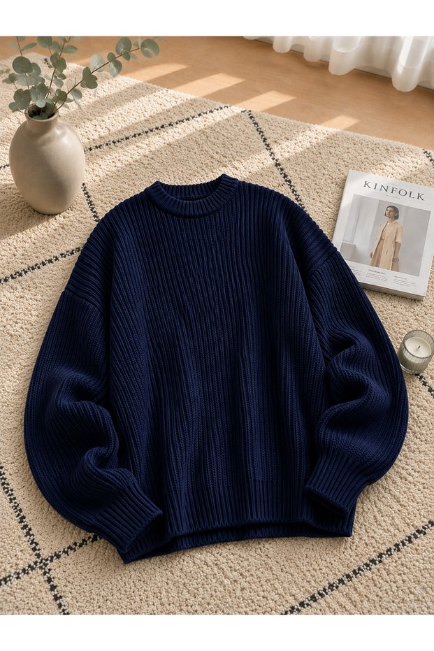 Women's Premium Oversize Soft Crew Neck Knitwear Sweater