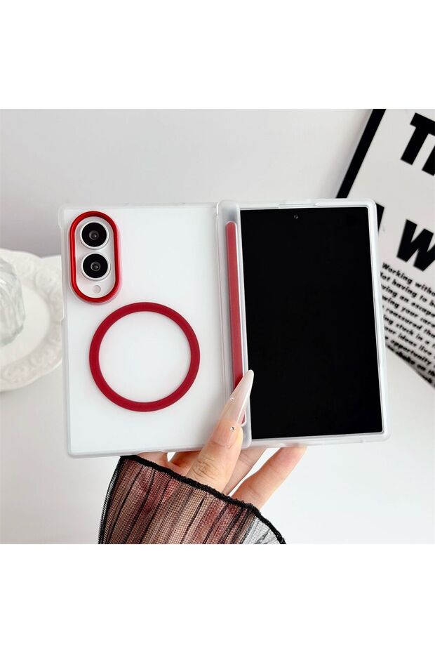 Galaxy Z Fold 8 Red Luxury Frosted Translucent Magnetic Phone Case for Z Fold 8 Ultra Fold8 Z Fold