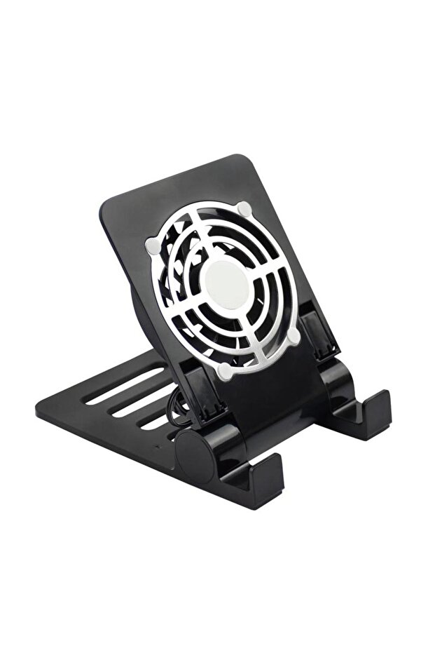 Black USB Desk Phone Fan Quiet Cooling Pad Radiator with Foldable Stand Holder for Tablets Laptops