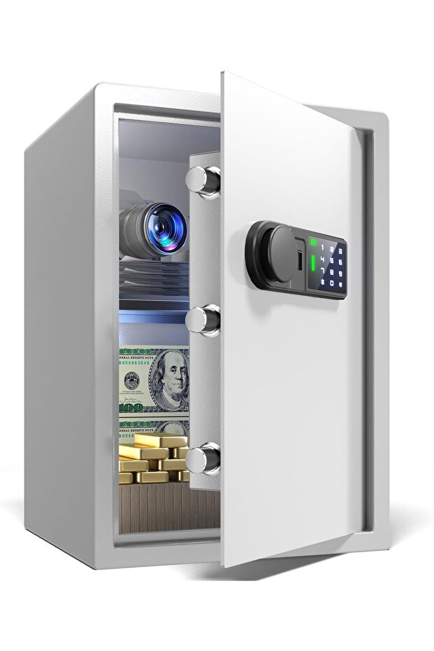 White Touch Screen Safe Box with Electronic password, Backlit Keypad, LED Light, Anti-Rust & Anti-Theft, Home/Office, 2.04 Cubic Feet,33×35×50 cm