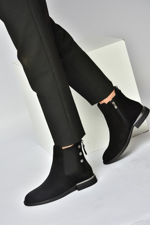 Z555266661 Black Genuine Leather Suede Women's Boots
