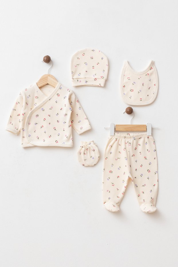 Baby Tiny Tulip Garden 100% Cotton 5-Piece Newborn Hospital Discharge Set Yk124784R