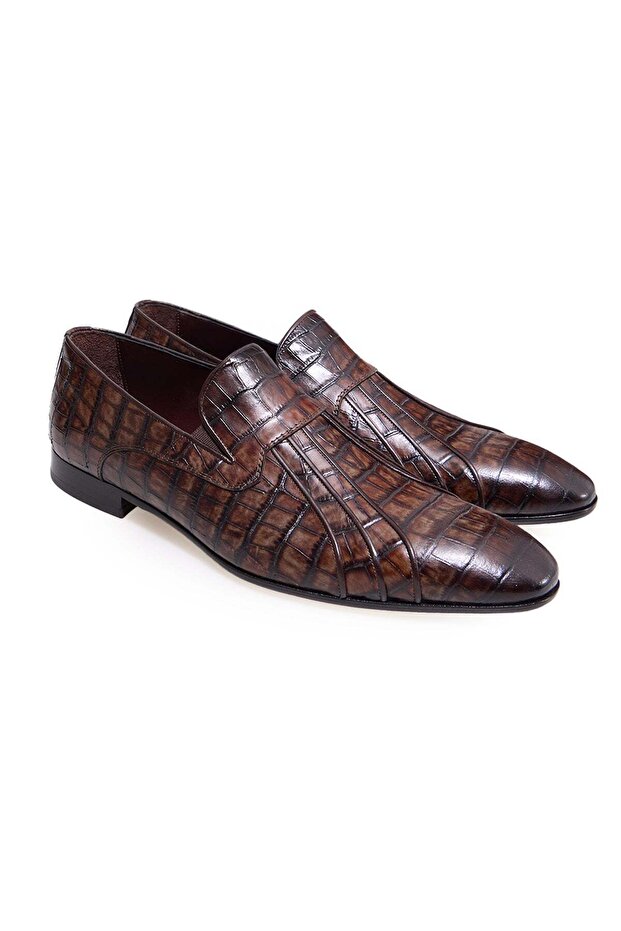 Brown Laceless Genuine Leather Leather Sole Men's Shoes