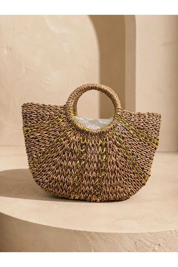 Camel Straw Bag 26X38 Cnt1133