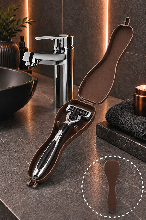 Shaving Razor Box - Travel Box - Shaving Kit Organizer - Shaving Box - Razor Container - Shaver Box (Brown)