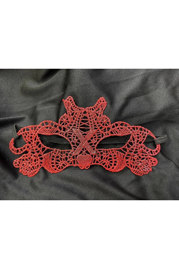 Red lace masquerade mask double sided no 10