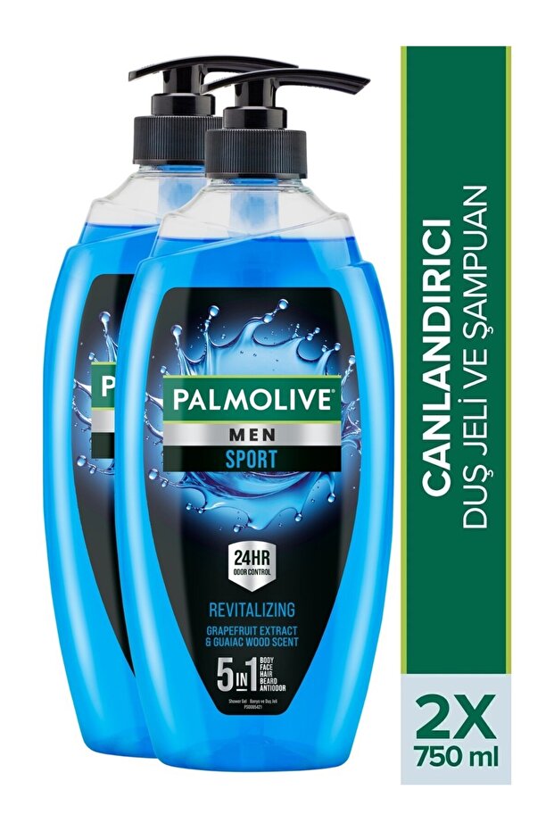 Men Sport 5 in 1 Men's Shower Gel 750 ml X 2 Pcs
