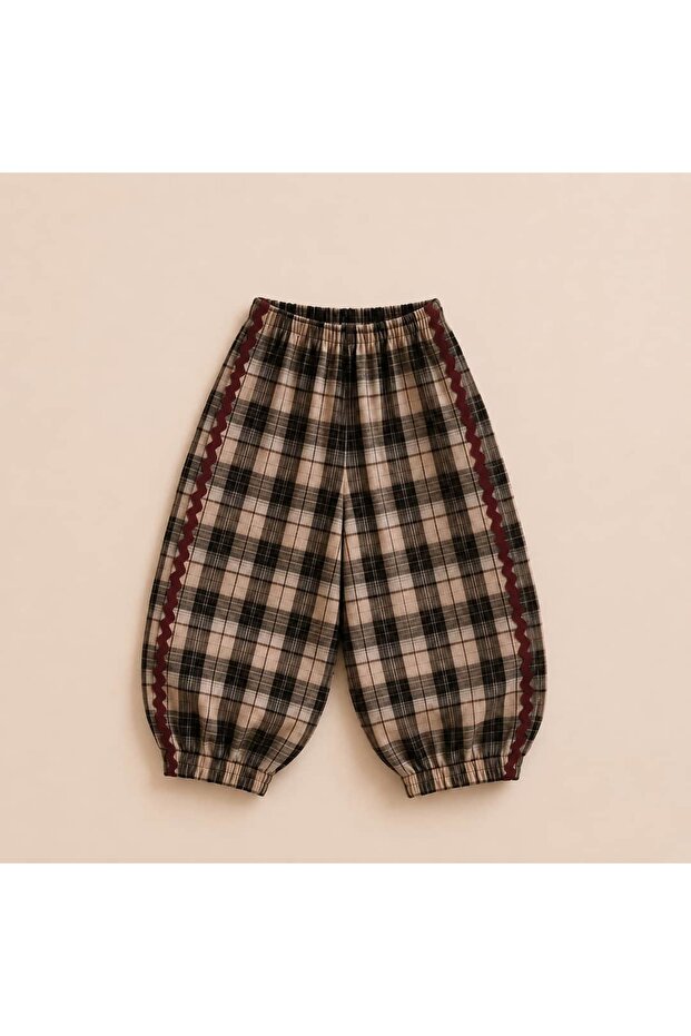 Girl's Plaid Shalwar Trousers