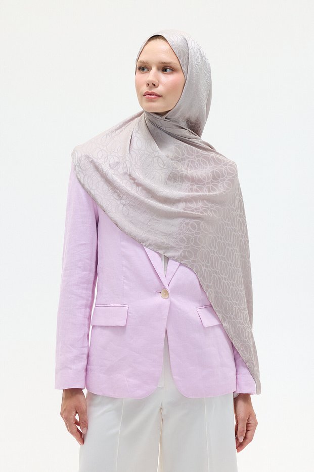 Italian Jacquard Shawl Circle Pattern - Mink