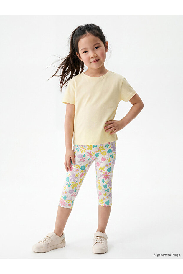 Nevavm Patterned Girls' Leggings with Elastic Waist
