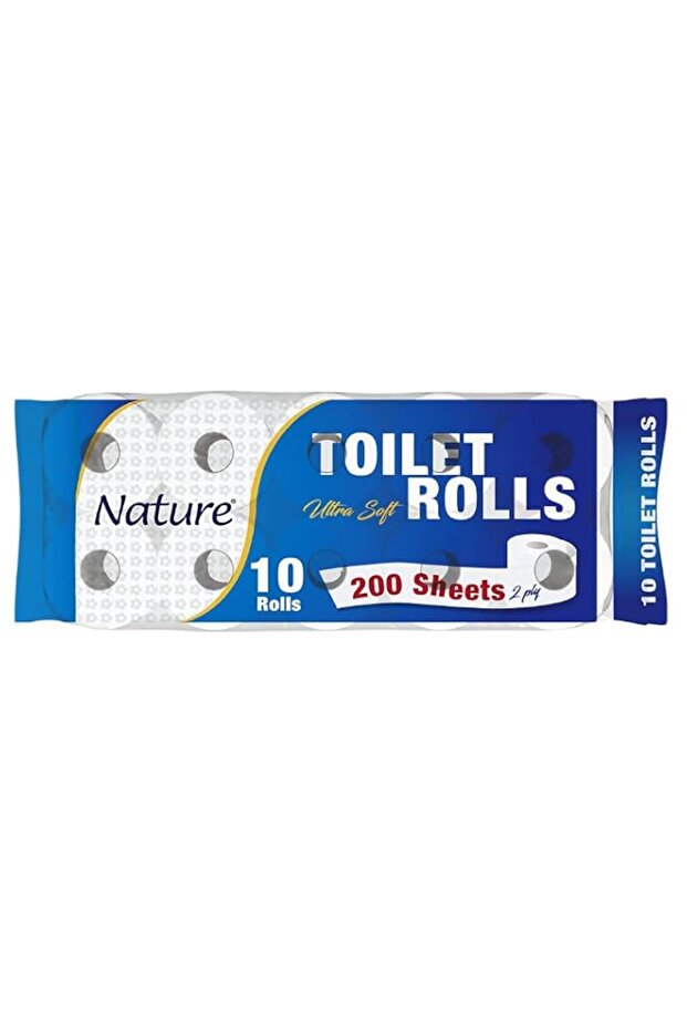 Nature Toilet Tissue Rolls 200 Sheets – 2 Ply, Pack of 10 Rolls.