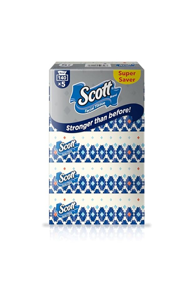 Scott Facial Tissue, 2 PLY, Super Saver, 140 Sheets x 5 Tissue Boxes