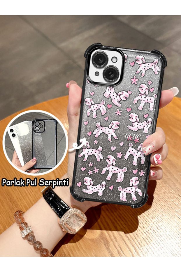 iPhone 15 Plus Compatible Transparent Four Corner Silicone Coated Glossy Edge Case