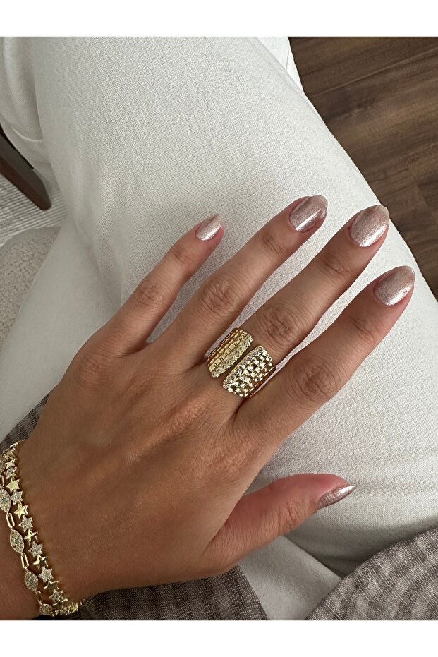 Gold Stone Forged Ring
