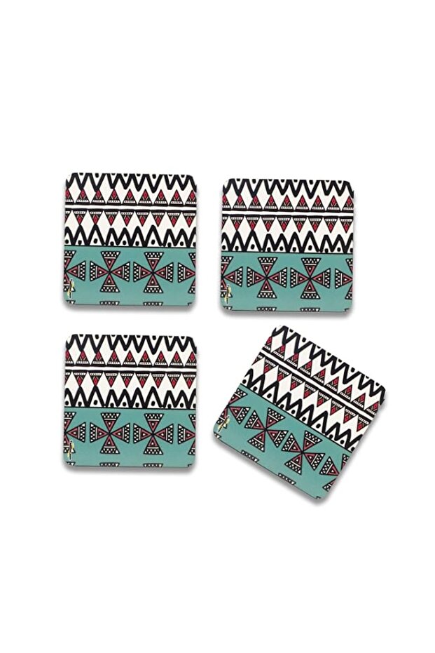 BRANDSFINITY-Tediline Coasters 4 Pack Square Medium Density Fibreboard Coaster Set (Pack of 4)