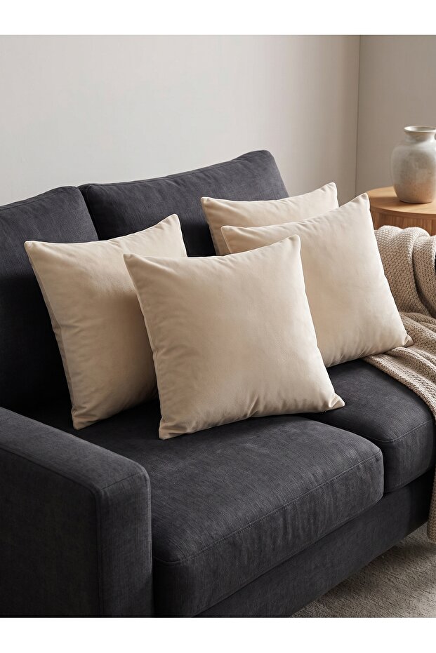 Set of 4 Velvet Cushion Covers 45X45 cm - Velvet Fabric Decorative Pillowcases