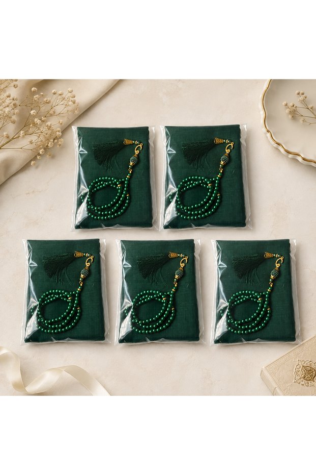 5-Piece Esarp 99-Piece Glass Pearl Prayer Beads for Mawlid, Available in Sets of 10 and 5 Pieces.