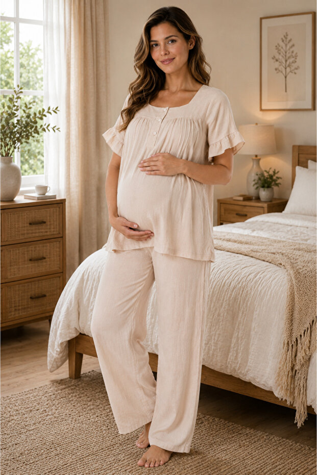 Muslin Fabric Soft Textured Anti-Sweat Maternity Pajama Set