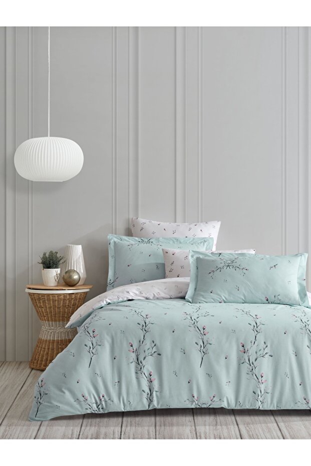 Poplin Mayda Neft Double 100% Cotton Duvet Cover Set