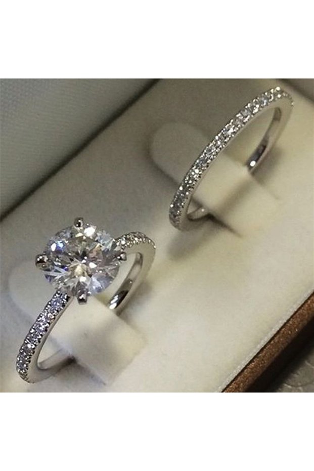 7 DJ040 Huitan Hot Sale Simple Elegant Round/Square CZ Rings for Women Silver Color Engagement Weddi