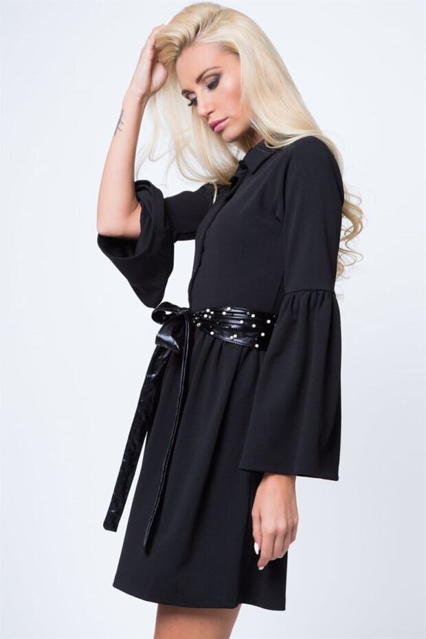 Ispanyol Kol Mini Elbise - 6