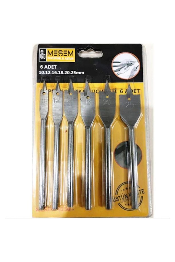 Meşem 6 Parça Tahta Ahşap Oyma Matkap Yaprak Kelebek Uç Seti - 1