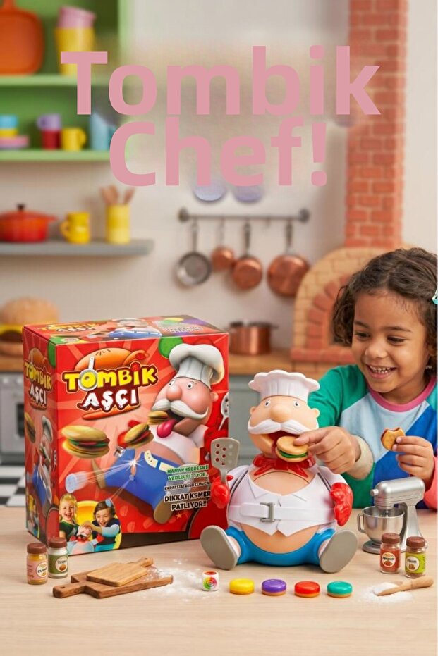 Chubby Cook! 18-Piece Educational and Fun Family Box Game Set with Chef Figures for 2-6 Players