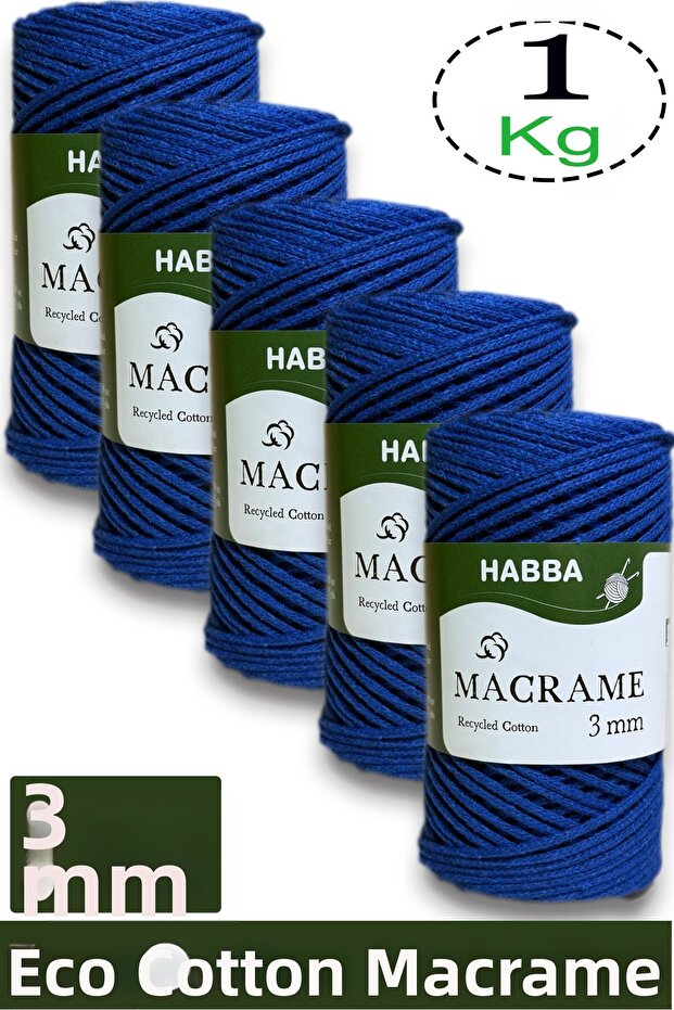 1 Kilo Habba Cotton Macrame 3 mm - (Pack of 5) - 209