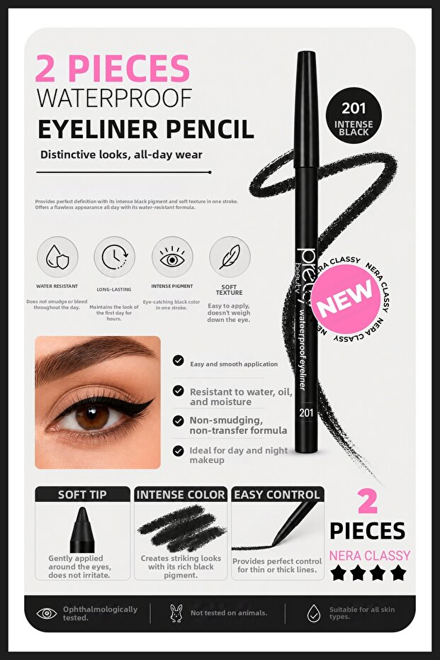2 قلم عيون مقاوم للماء Waterproof Eyeliner