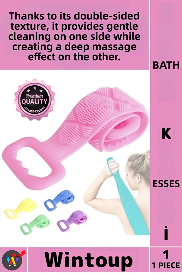 # Silicone Scrubbing Pouch with Massage Effect, Exfoliating, Purifying, Flexible, Deep Bathing Back Scrub, Double Sided, 70 cm