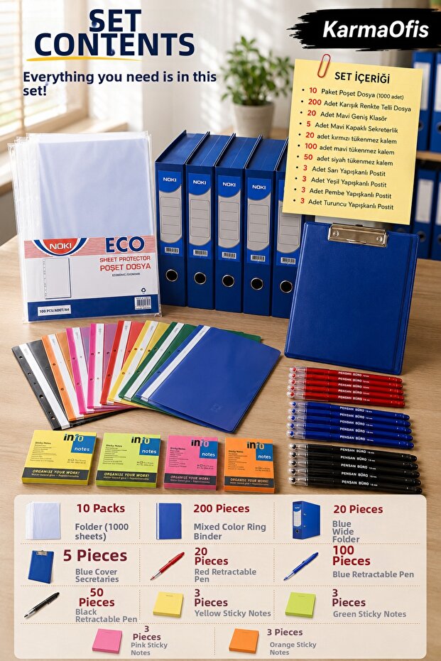 Office Archive Series Orange Ring Binder Mega Set | 1000-Pocket File Folder, 200 Orange Ring Binders, Wide Folder, Secretary Set