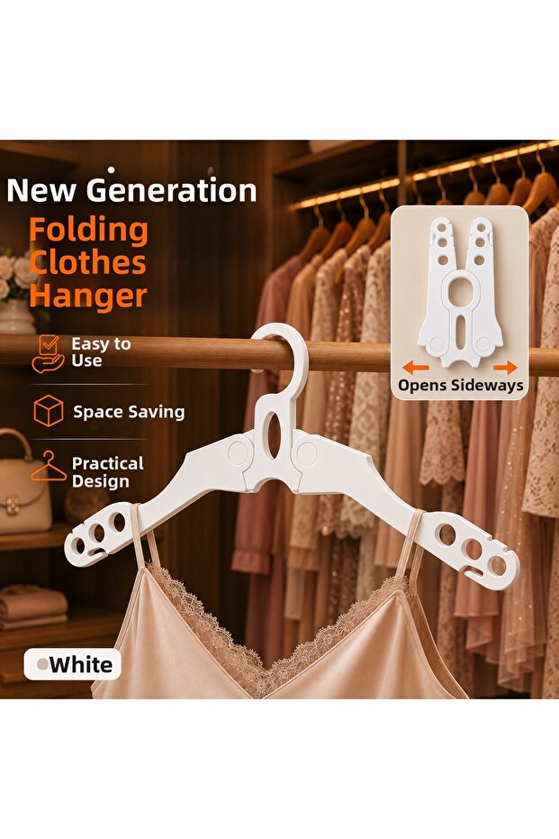 Folding Clothes Hanger 1 Pc New Generation Side-Opening Closet Organizer Space-Saving Hanger