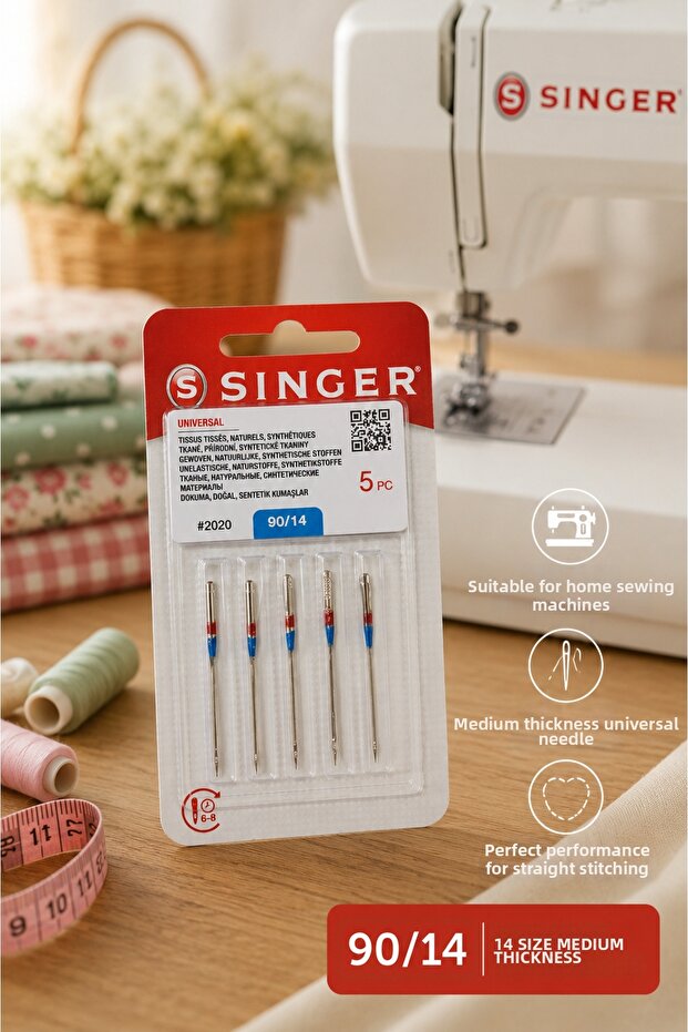 Singer 90/14 Machine Needle, Home Type Machine Needle, Singer 2020 Sewing Needle Number 14