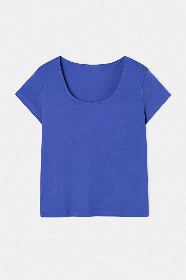 Saks Soft Yumuşak Kumaş Örme Büyük Beden Bluz TBBSS26AF00105 - 4
