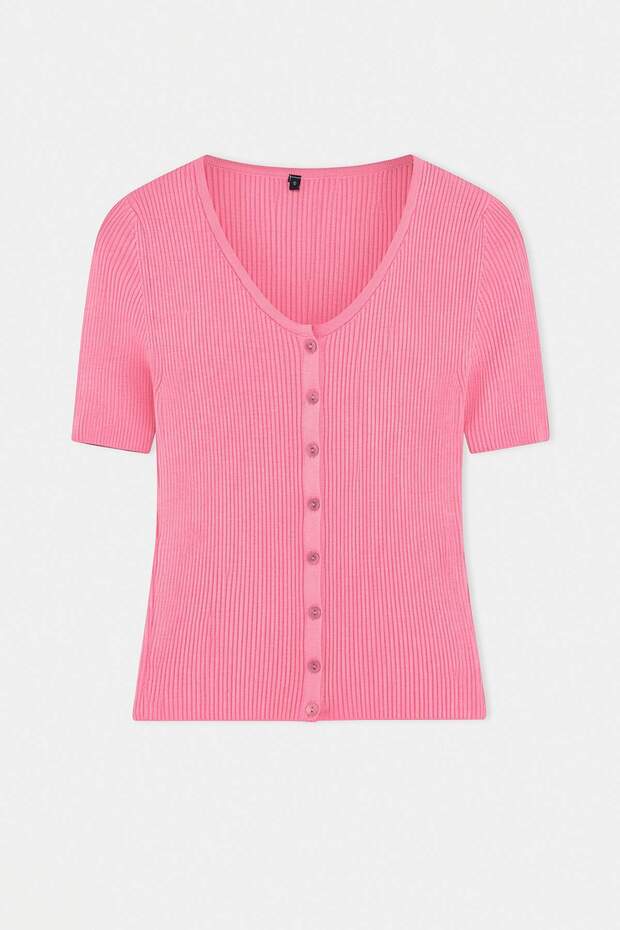 Pembe More Sustainable Basic V Yaka Bluz TWOSS26BZ00504 - 5