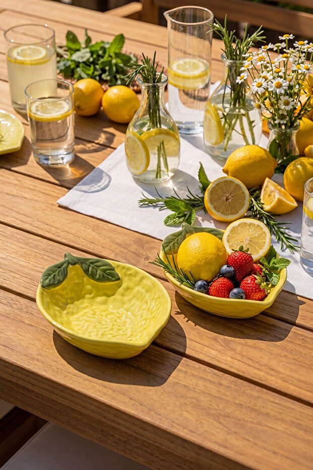 2'li Limon Şekilli 25x18x6 cm Seramik Sunum Kasesi Seti TPHSS26TBK00056