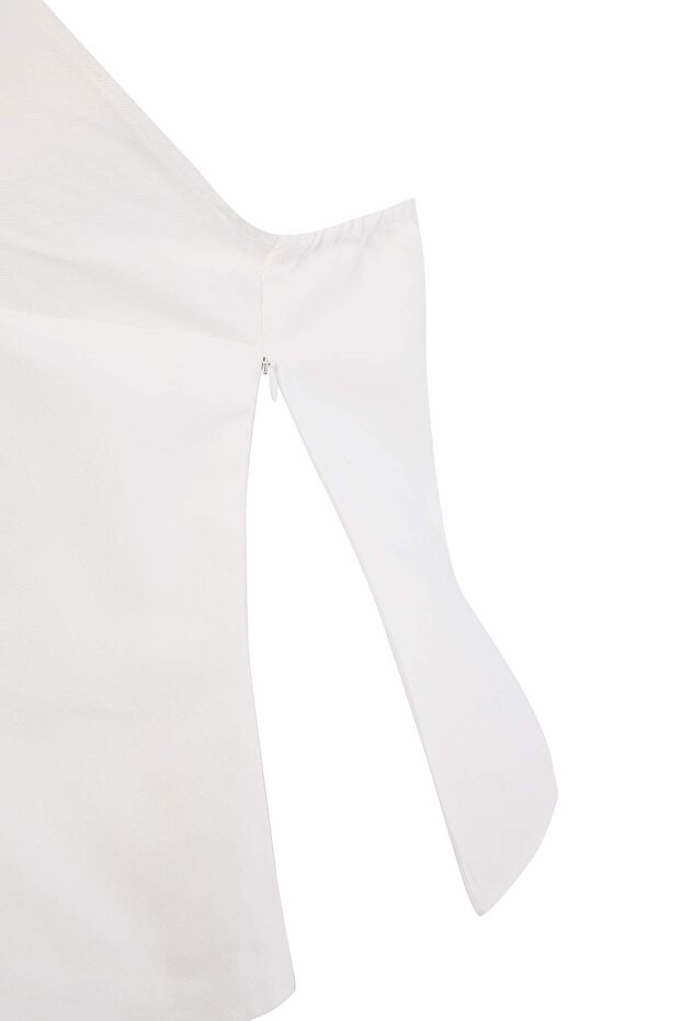 Ekru Gabardin Dokuma Büyük Beden Bluz TBBSS26AF00007 - 2