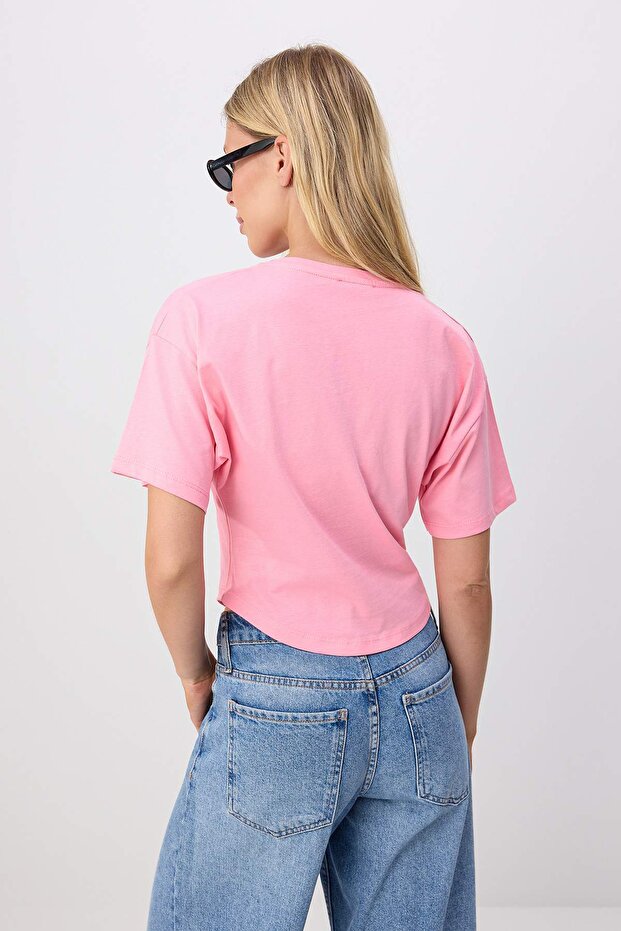 Pembe Örme T-Shirt TEDSS24TS00008 - 4