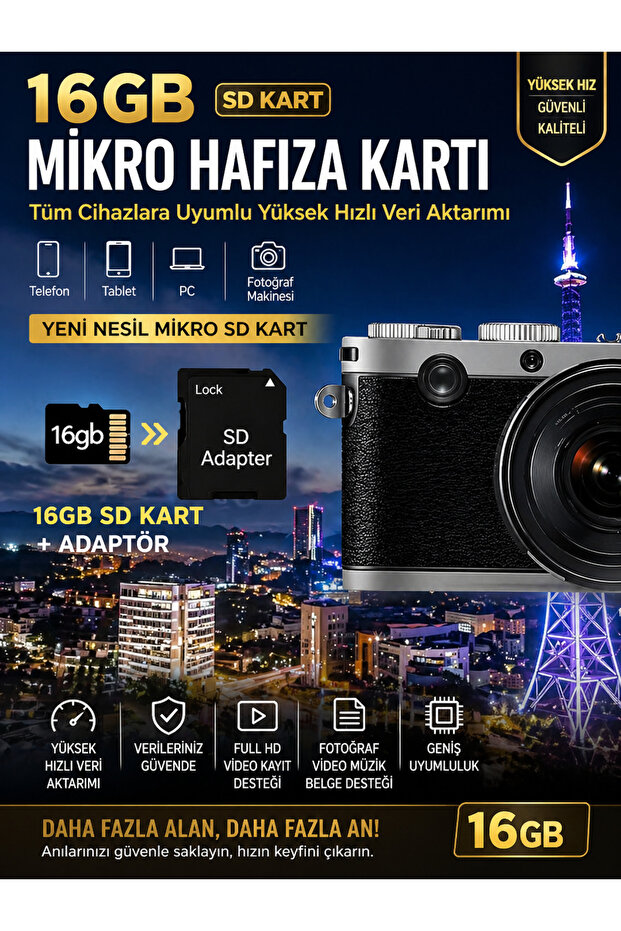 16 Gb Micro Sd Card Data Transfer Storage Memory Card Compatible with All Devices Memory with Adapter