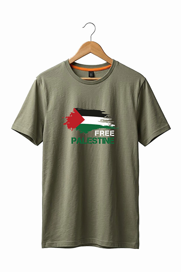 Free Palestine Free Palestinian Printed 100% Cotton Premium Khaki T-Shirt