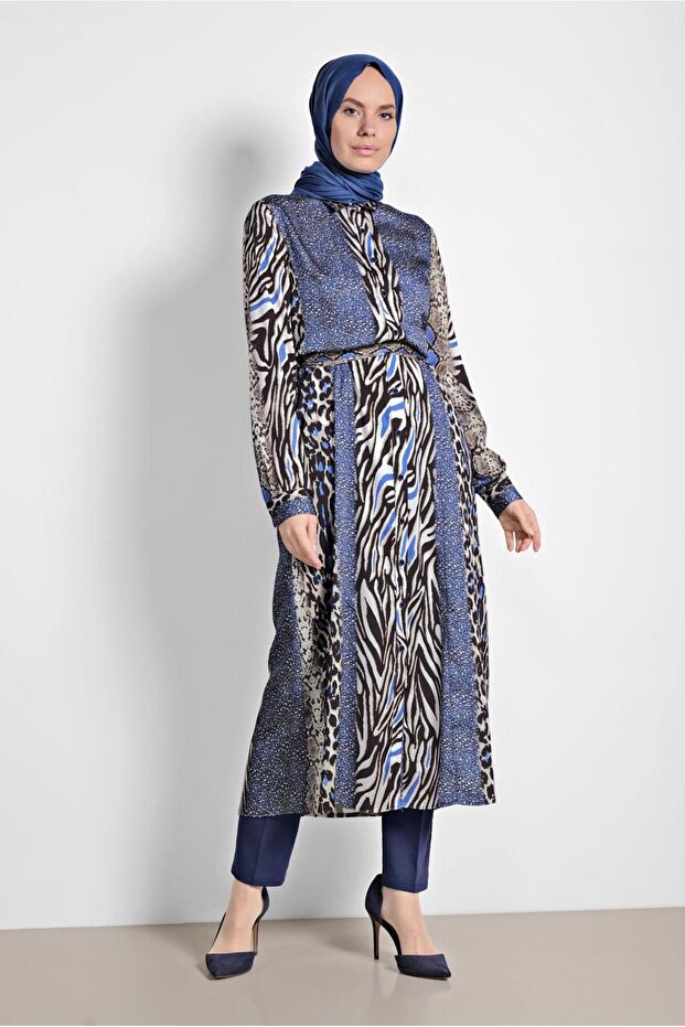 Long Mix Patterned Tunic - 4086 - 1