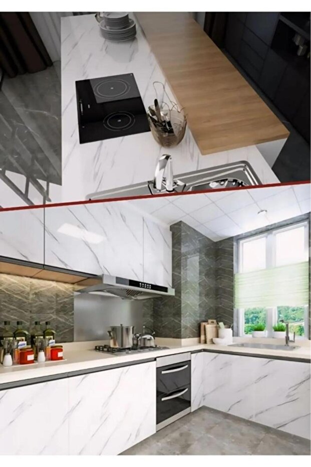 5m X 60 Cm Marble Patterned Table Countertop Kitchen Waterproof Adhesive Foil Sticker