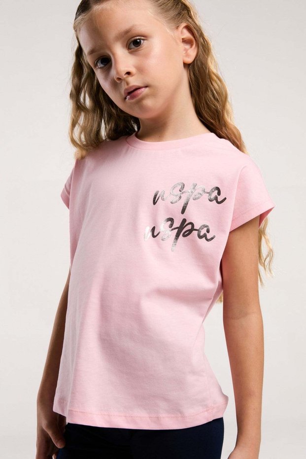 U.S. Polo Assn Girls' Short Sleeve T-Shirt and Capri Set 9-15 Years Salmon