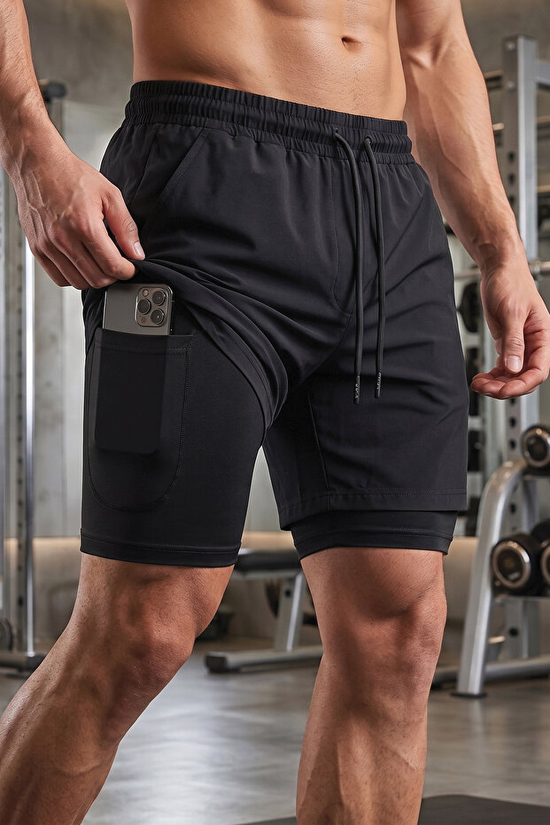 Ghassy Co Erkek Running Hızlı Kuruma Micropoly Antrenman Halısaha Fitness Kısa Taytlı Outdoor Şort