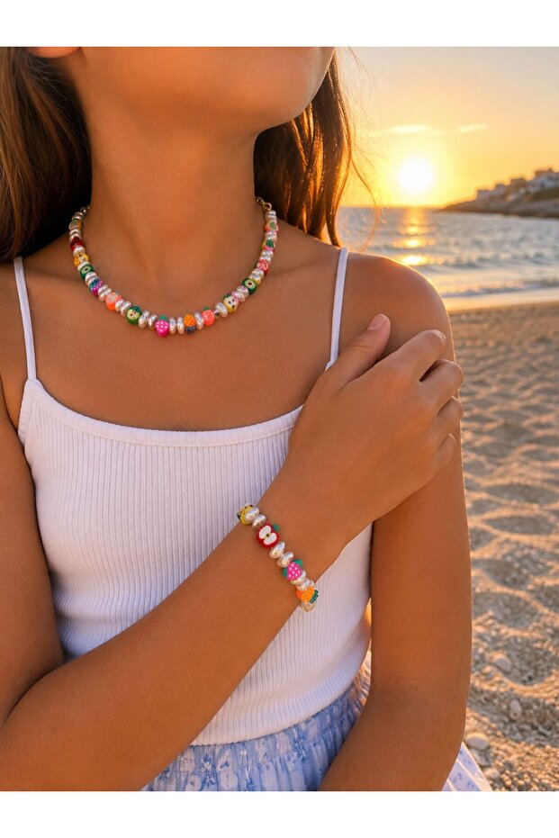 Fruity Pearl Necklace and Bracelet Set