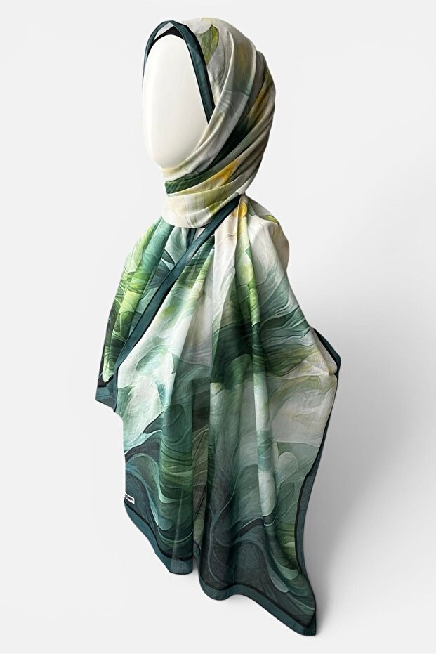 Batik Patterned Green Soft Shawl - Non-Slip - 1