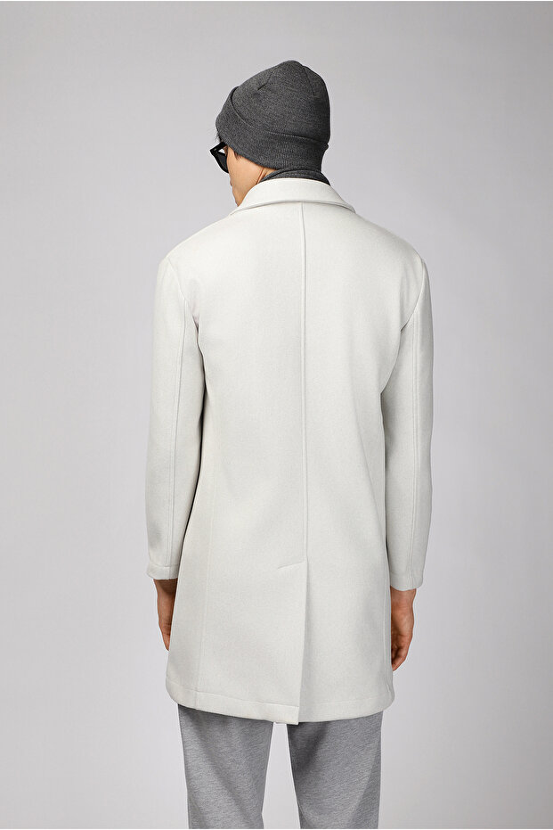 Mono Yaka Oversize Ekstra Rahat Kesim Cepli Düğmeli Klasik Palto - 6