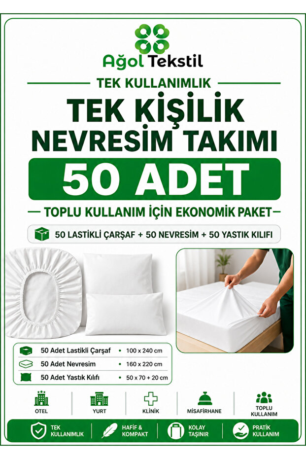 Economical Pack of 50 – Single Duvet Cover Set | White, Disposable, Practical Use