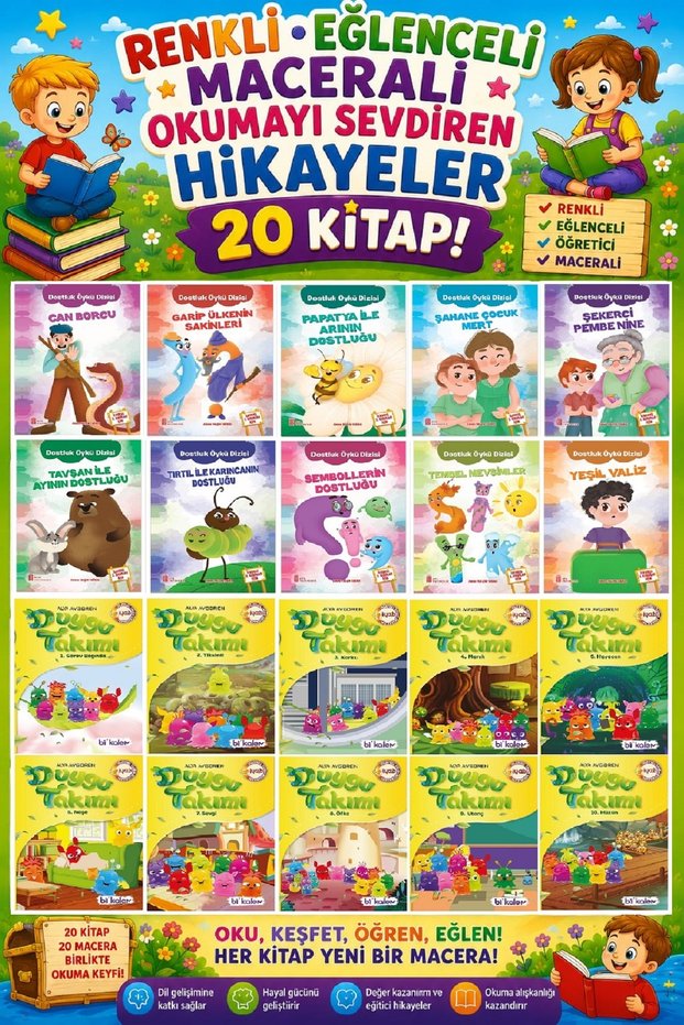 2.Sınıf Renkli Eğlenceli Maceralı Okumayı Sevdiren Hikayeler 2 (20 Kitap)