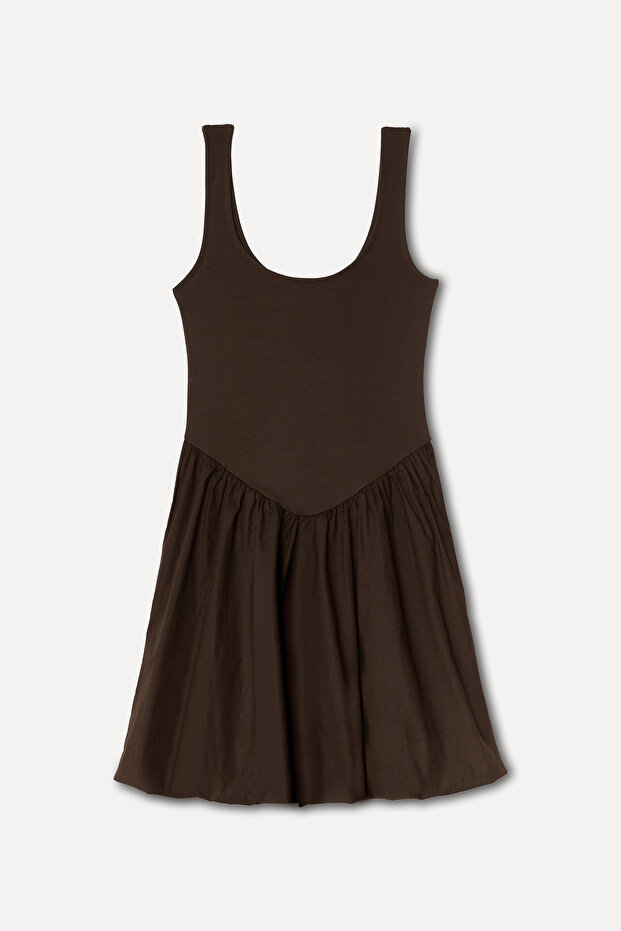 Women's Brown Balloon Mini Dress